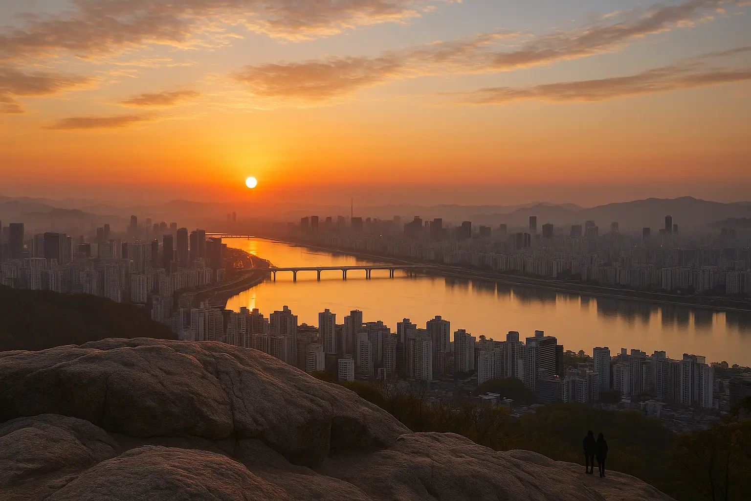 Early sunlight over the Han River from Achasan