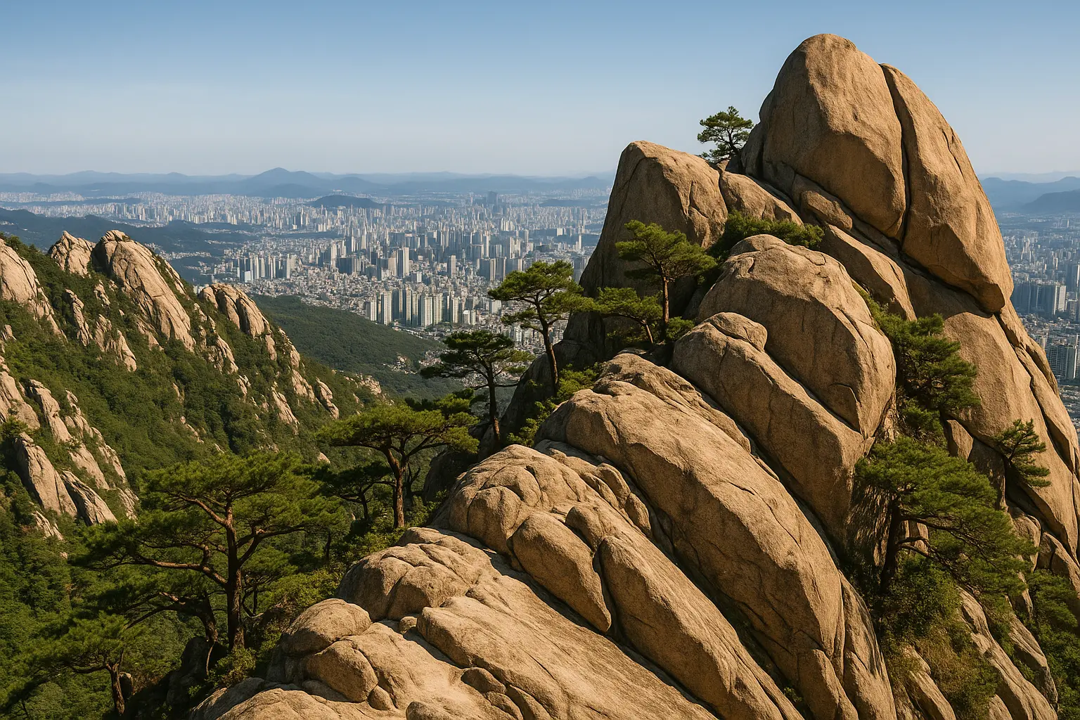 Rocky Gwanaksan ridge above southern Seoul