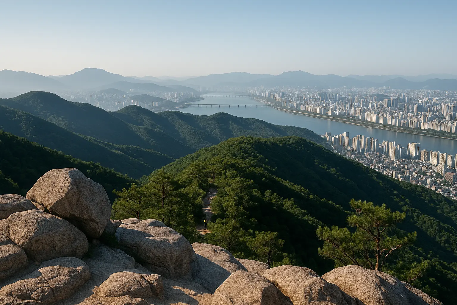 Quiet rocky viewpoint on Yongmasan ridge