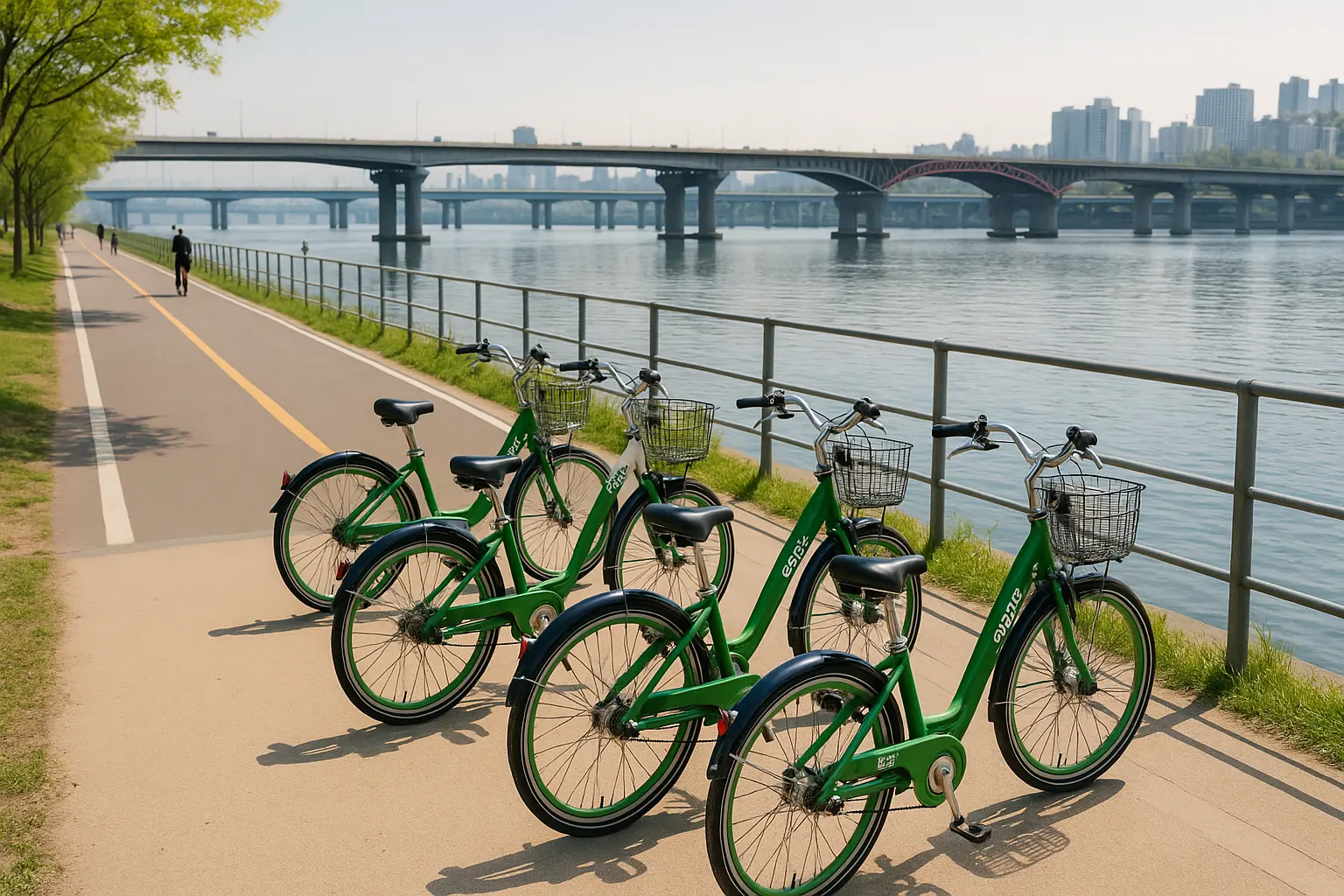 Public bicycles on the separated Han River cycling path