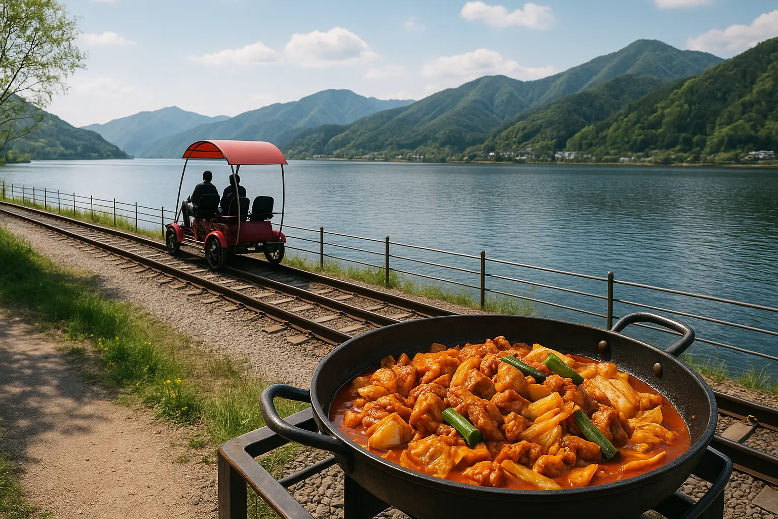 Lakeside rail bike and a sizzling pan of Chuncheon dakgalbi