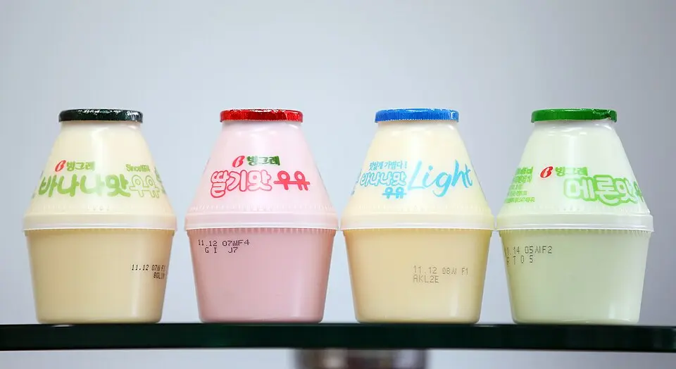 Empat rasa susu Binggrae Korea termasuk pisang