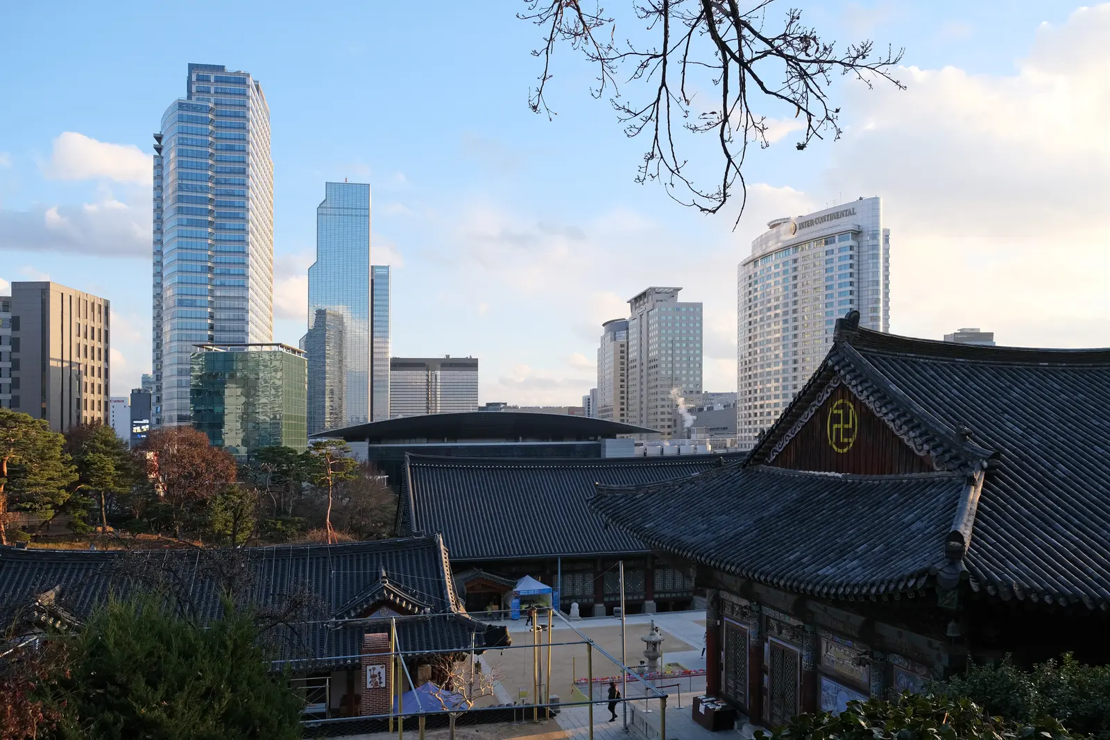 The traditional courtyard of Bongeunsa Temple in Gangnam