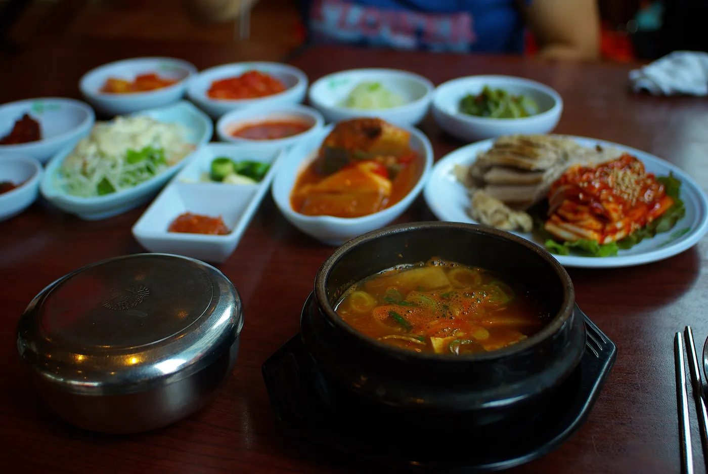 Doenjang jjigae with tofu, vegetables and fermented soybean broth