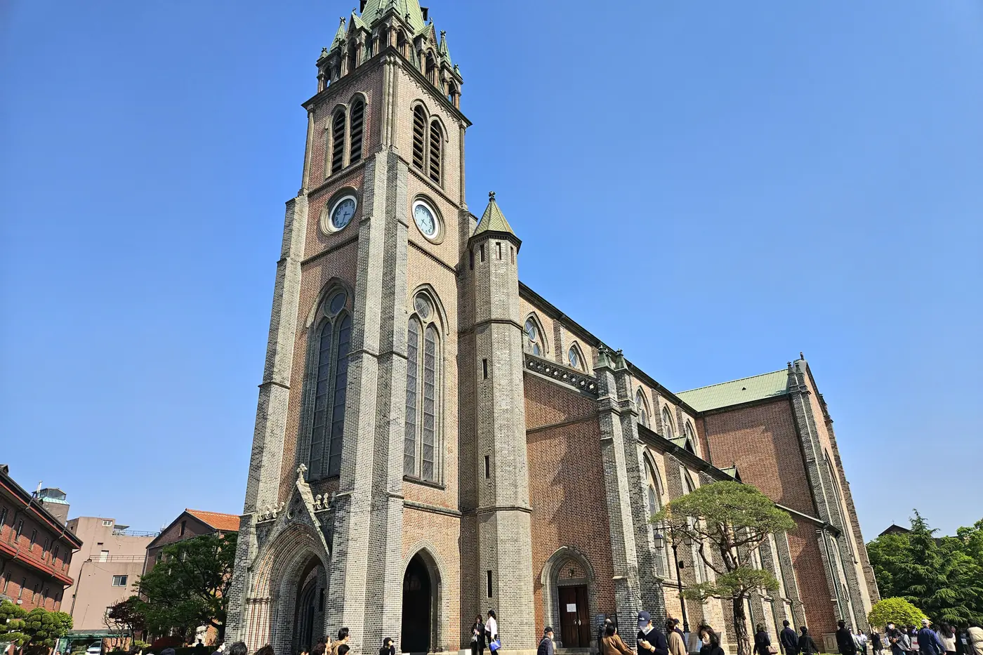 The real exterior of Myeongdong Cathedral in central Seoul