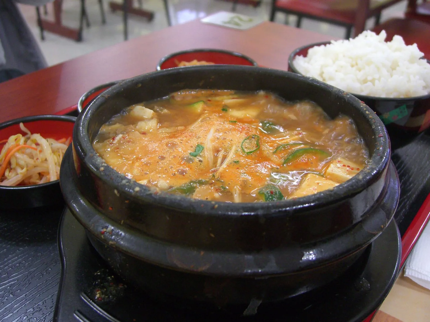Doenjang jjigae with tofu, vegetables and fermented soybean broth