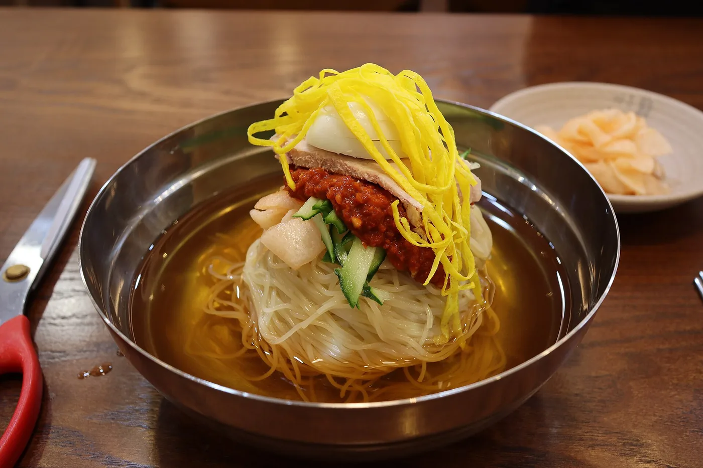 Busan milmyeon cold wheat noodles with spicy sauce