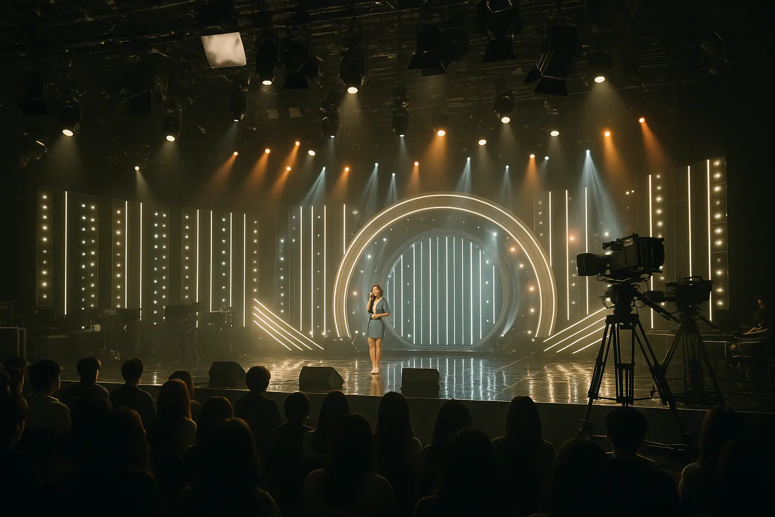 A televised K-pop performance stage