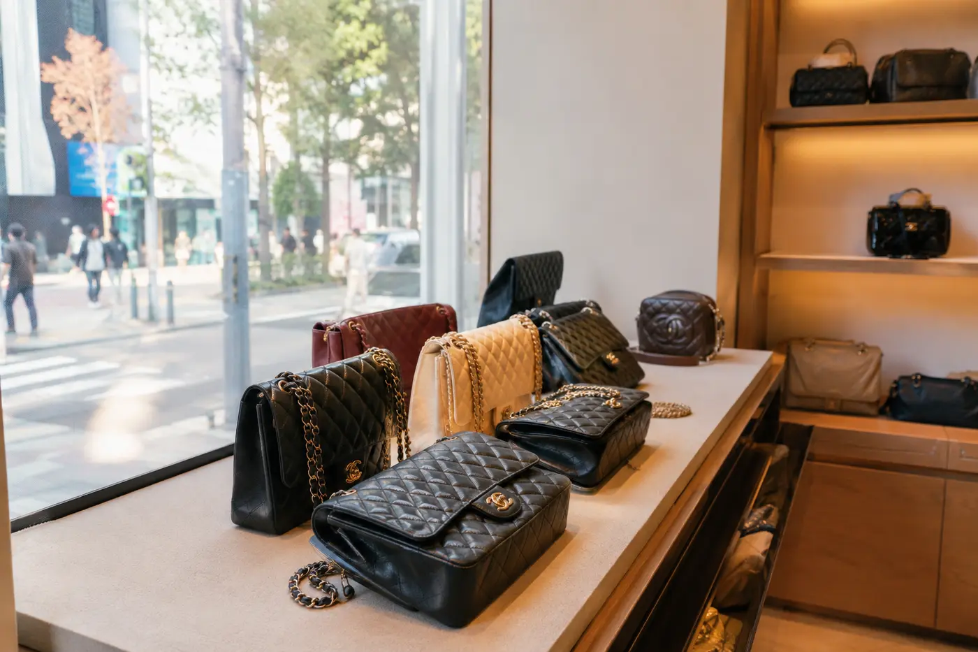 Several authenticated pre-owned quilted bags shown across different years and conditions