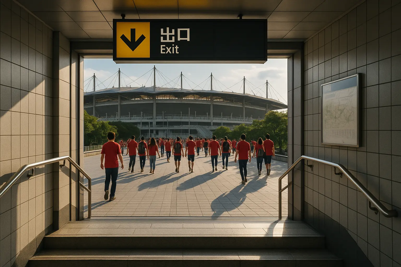 World Cup Stadium Station exit leading directly toward the arena